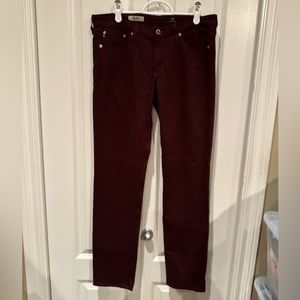 EUC AG denim burgundy the stilt pants
